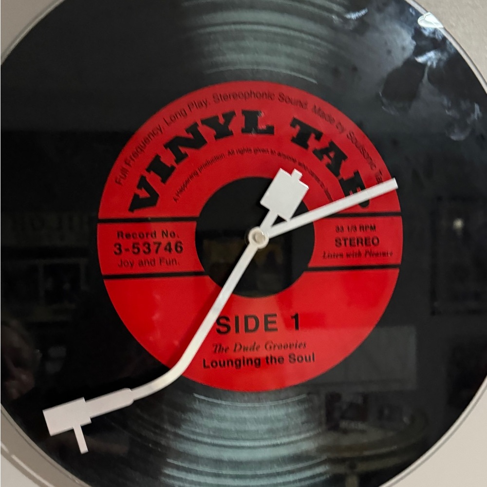 Vinyl Tap Wall Clock with Red Label